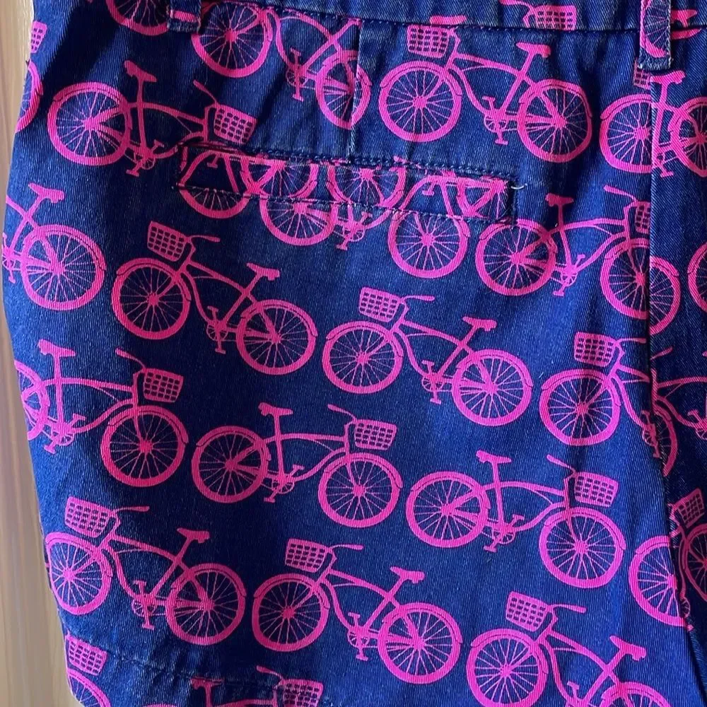 MacBeth Collection by Margaret Josephs Pink Bicycle Print Shorts Preppy